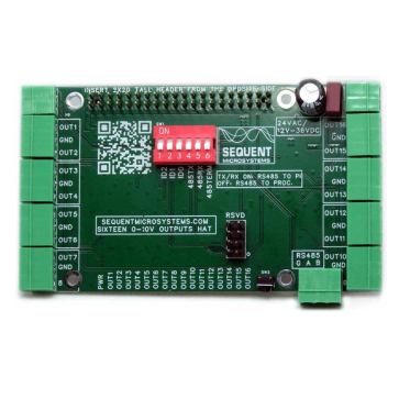 Sixteen 0-10V Analogue Outputs 8-Layer Stackable HAT for Raspberry Pi