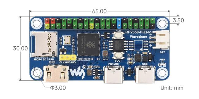 Waveshare Pi Pico 2 Kit B, Tiny Fast Microcontroller Board With