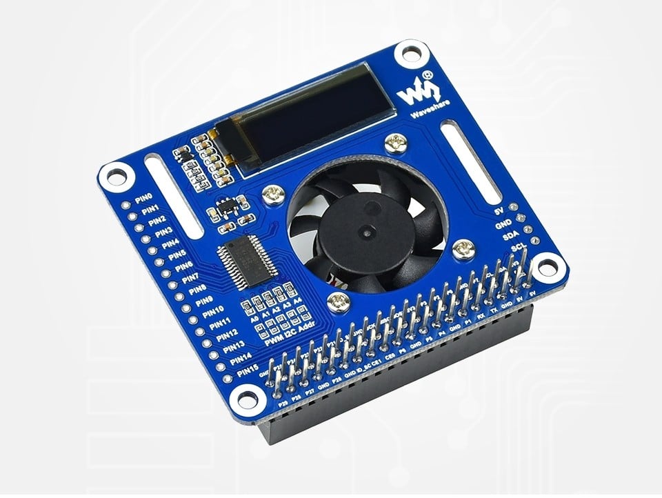 Raspberry Pi - PWM Controlled HAT I2C, Temperature Monitor