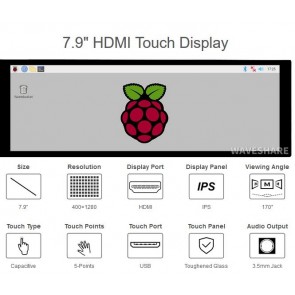 7.9inch Capacitive Touch Screen LCD, 400×1280, HDMI, IPS
