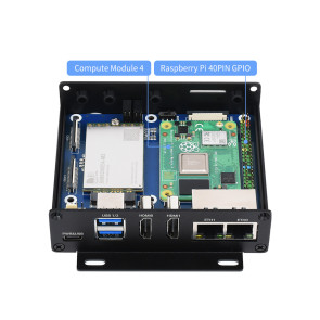 Dual Gigabit Ethernet 5G/4G Mini-Computer Based on RPi Compute Module 4 Metal Case, with Cooling Fan