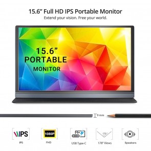15.6 Inch 1080P IPS 1920 x 1080 Monitor with Smart Cover
