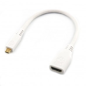 Micro-HDMI to HDMI-A(F) Cable, 235mm, White