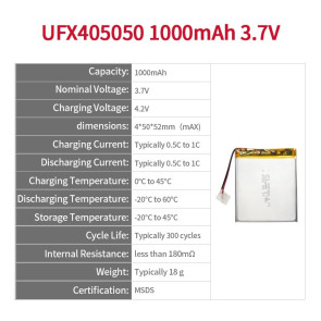 3.7 V 1000mAh Lithium Ion Battery